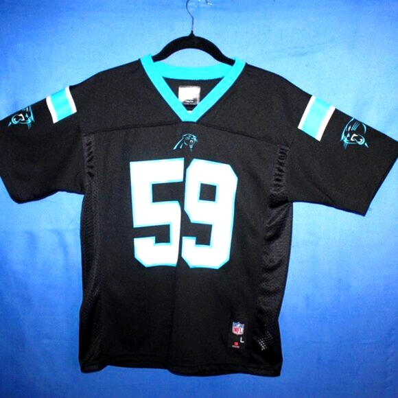 NFL Team Apparel Carolina Panthers Football Jersey Black Youth Large - Picture 3 of 9